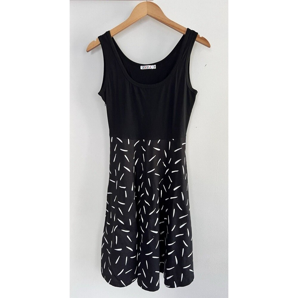 Women’s Kira M Dress Black White Pickets Zipper Sleeveless